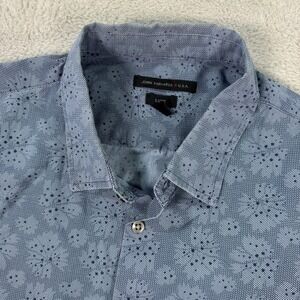 John Varvatos Luxe Floral Print Short Sleeve Button‎ Up Shirt Mens Large Casual